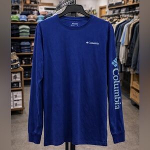 Columbia Womens Blue Long Sleeve Logo Tee New Outdoor Hiking Fish Shirt Size L